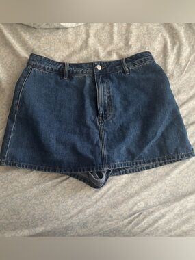 Showpo Dark Blue Denim Mini Skort